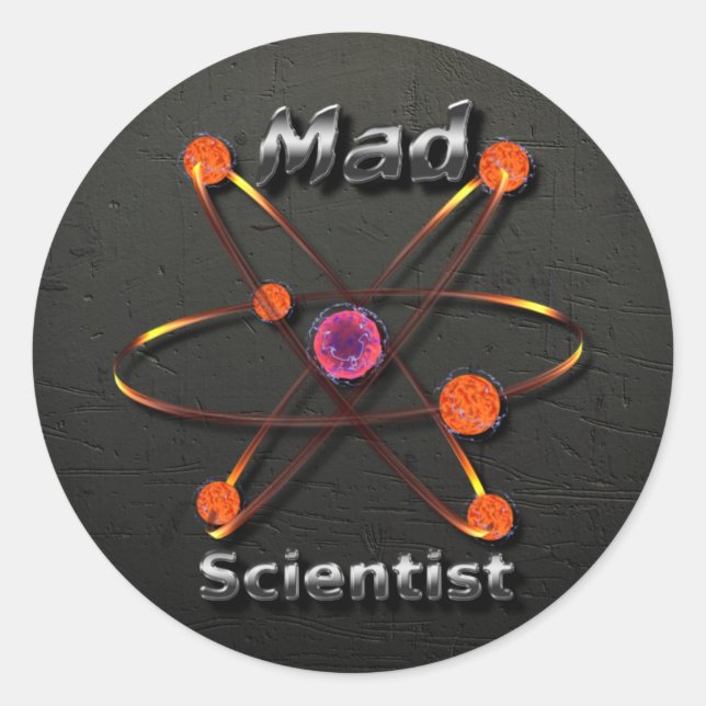 Pegatina Redonda Mad Scientist (Anverso)