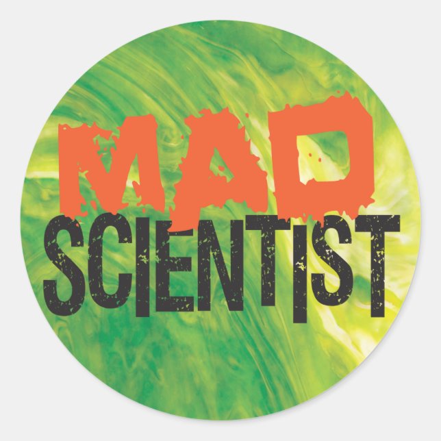 Pegatina Redonda Mad Scientist (Anverso)