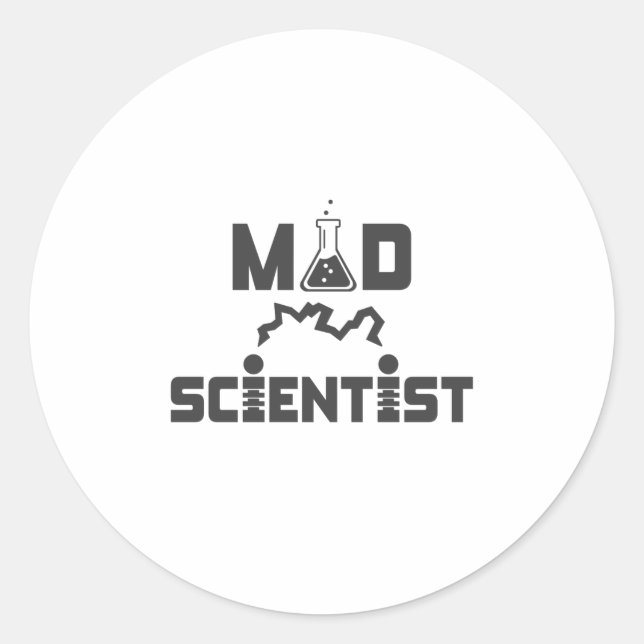 Pegatina Redonda Mad Scientist Electric Science Beaker (Anverso)
