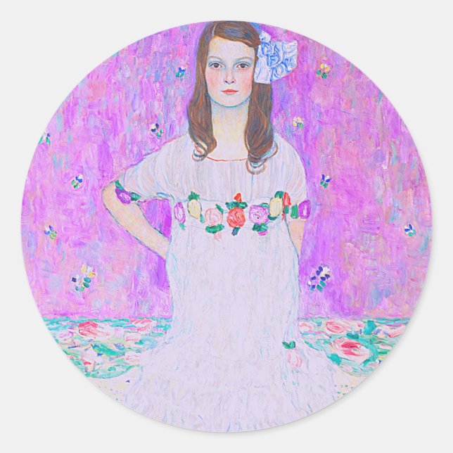 Pegatina Redonda Mäda Primavesi de Gustav Klimt (Anverso)