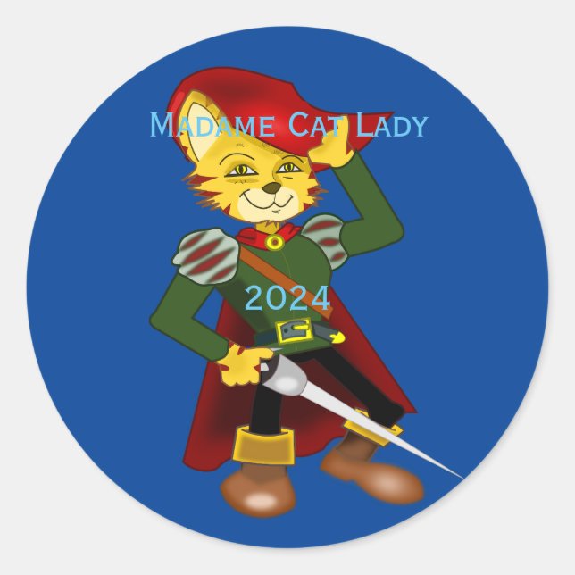 Pegatina Redonda Madame Cat Lady 2024 para el presidente Thunder_Co (Anverso)