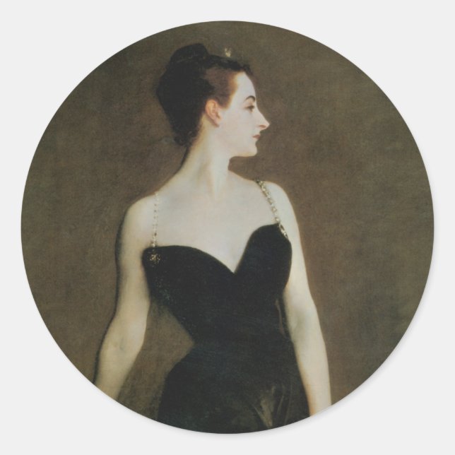 Pegatina Redonda Madame X de John Singer Sargent (Anverso)