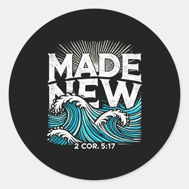 Pegatina Redonda Made New Baptized Baptism  (Anverso)