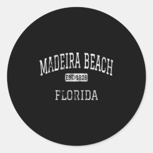Pegatina Redonda Madeira Beach Florida Fl Vintage
