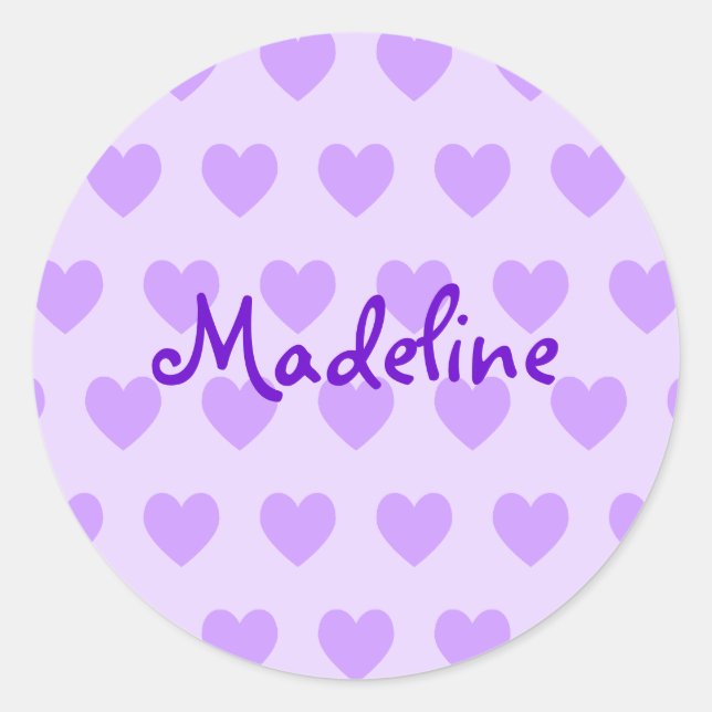 Pegatina Redonda Madeline en morado (Anverso)