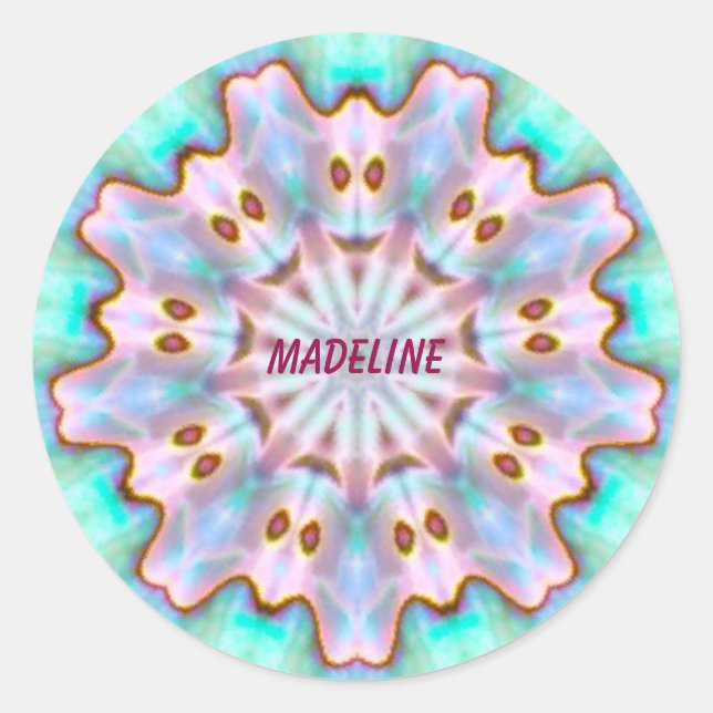 Pegatina Redonda MADELINE ~ Fractal Paua Shell personalizado ~ (Anverso)