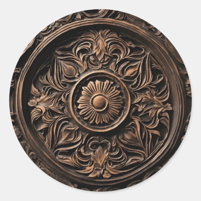 Pegatina Redonda Madera (Anverso)