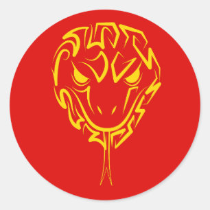 Pegatina Redonda Madera del Año Nuevo Lunar Chino de la Serpiente 2