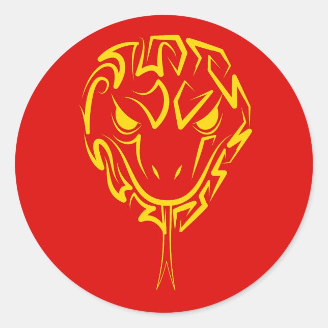 Pegatina Redonda Madera del Año Nuevo Lunar Chino de la Serpiente 2 (Anverso)