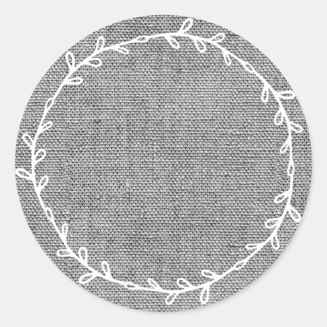 Pegatina Redonda Madera Rústica Gris Hombrera Escribir En Blanco (Anverso)