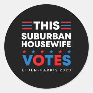 Pegatina Redonda Madera suburbana vota a Biden Harris 2020 Feminis