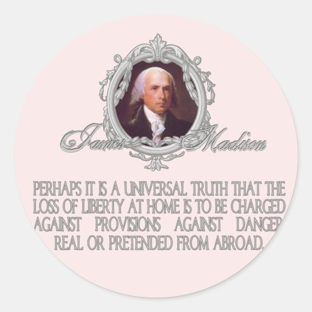 Pegatina Redonda Madison sobre peligros reales y pretendidos (Anverso)