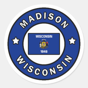 Pegatina Redonda Madison Wisconsin