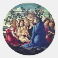 Madonna adorando al niño con cinco ángeles