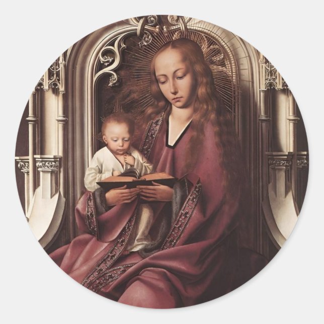 Pegatina Redonda Madonna and Child Catholic Stickers  (Anverso)