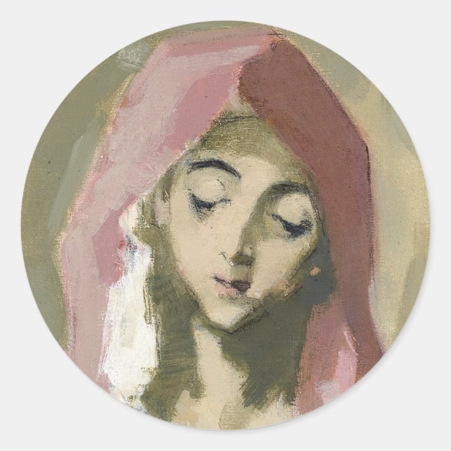 Pegatina Redonda Madonna de la Charité, Helene Schjerfbeck (Anverso)