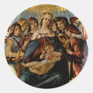 Pegatina Redonda Madonna de la granada - Botticelli