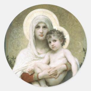 Pegatina Redonda Madonna de los rosas