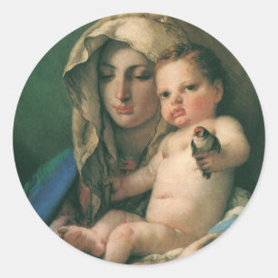 Pegatina Redonda Madonna del jilguero por Tiepolo, Arte Antiguo