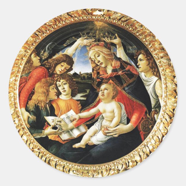 Pegatina Redonda Madonna del Magnificat (Anverso)