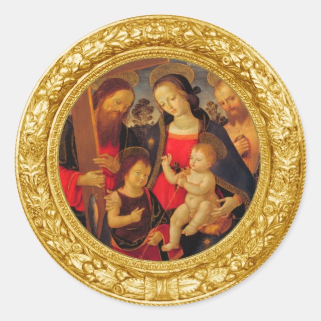 PEGATINA REDONDA MADONNA E HIJO (Anverso)