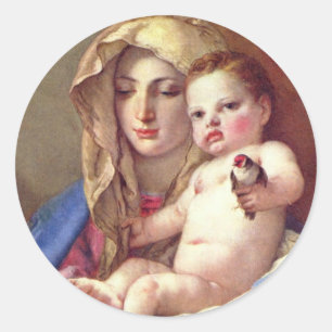 PEGATINA REDONDA MADONNA E HIJO