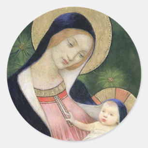 PEGATINA REDONDA MADONNA E HIJO