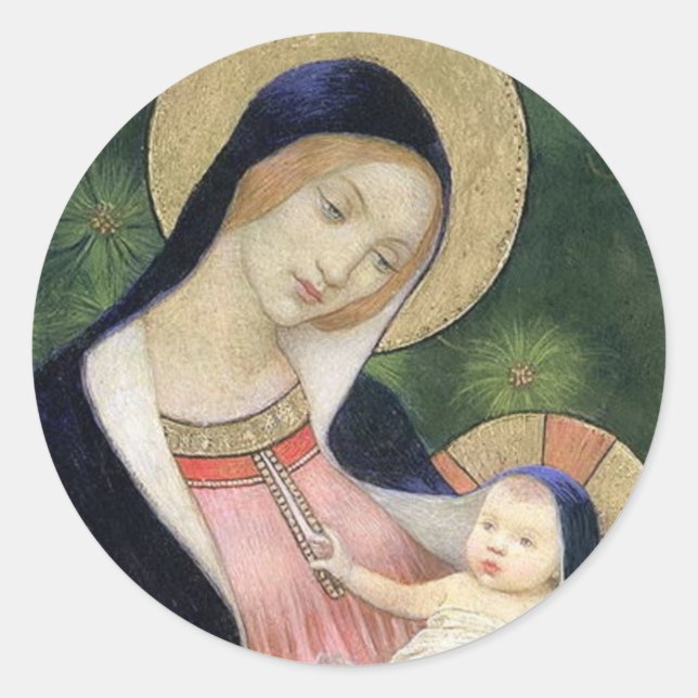 PEGATINA REDONDA MADONNA E HIJO (Anverso)