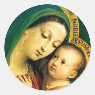 PEGATINA REDONDA MADONNA E HIJO