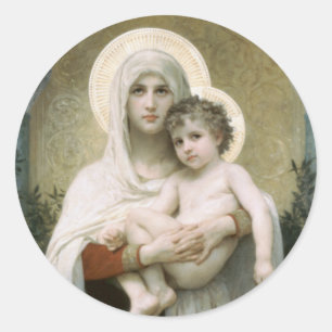 Pegatina Redonda Madonna y niño