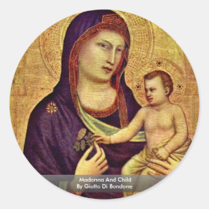 Pegatina Redonda Madonna y niño de Giotto Di Bondone