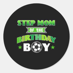 Pegatina Redonda Madrastra del niño de cumpleaños fiesta de fútbol