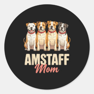 Pegatina Redonda Madre American Staffordshire Amante de las Mascota