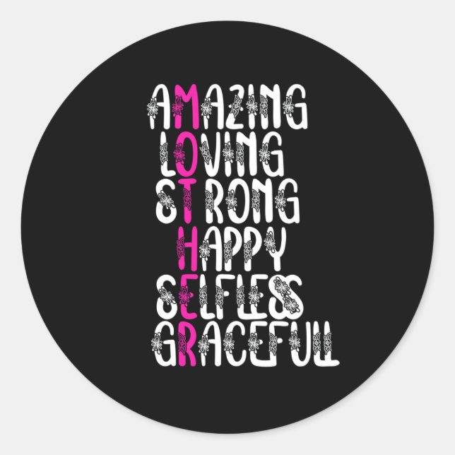 Pegatina Redonda Madre cita : Palabras encantadoras | Diseño del Dí (Anverso)