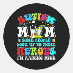 Pegatina Redonda Madre con autismo criando héroe Madre Hijo Concien