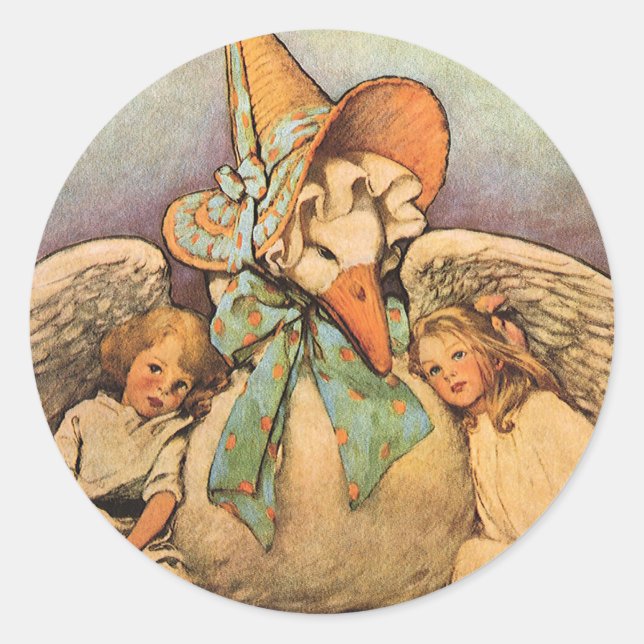 Pegatina Redonda Madre cosecha Hijos de oca Jessie Willcox Smith (Anverso)