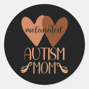 Pegatina Redonda Madre De Autismo Negro De Niños Autistas Melanados