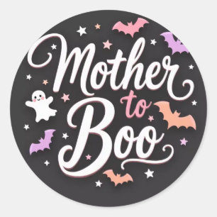 Pegatina Redonda Madre de Boo Halloween