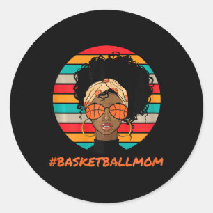 Pegatina Redonda Madre de Bysketbyll Mujeres negras Afro-Americanas