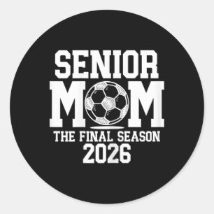 Pegatina Redonda Madre de fútbol sénior, promoción de 2026 Graduada