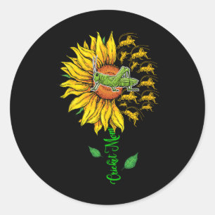 Pegatina Redonda Madre de Grillo Cute Girasol Amante de los Grillos