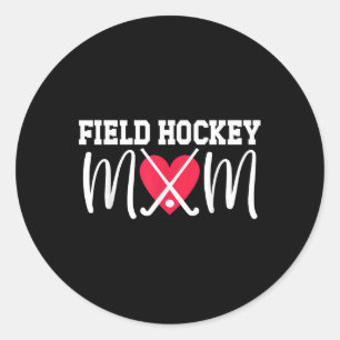 Pegatina Redonda Madre de Hockey de Césped de una Jugadora de Hocke