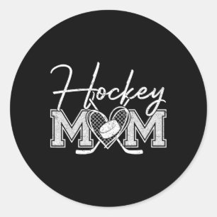 Pegatina Redonda Madre de hockey Día de juego Madre de hockey sobre
