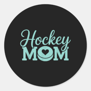 Pegatina Redonda Madre de hockey mujer jugadora de hockey sobre hie