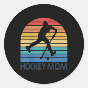 Pegatina Redonda Madre de Hockey sobre Césped Femenino Retro Vintag