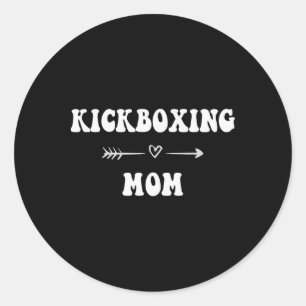 Pegatina Redonda Madre de Kickboxing Arte Marcial Madre Deportiva E