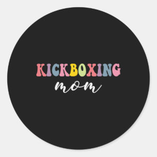 Pegatina Redonda Madre de kickboxing divertida y elegante amante de