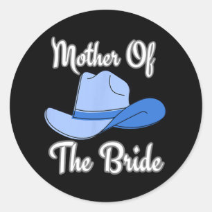 Pegatina Redonda Madre De La Novia Boda Occidental Vaquero Azul Ha