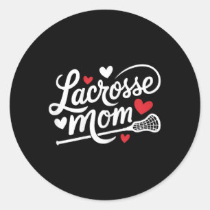 Pegatina Redonda Madre de Lacrosse Lindo Jugador de Lacrosse Mujer 