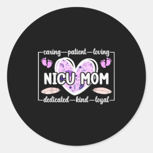 Pegatina Redonda Madre de Nicu, Corazón de Guerrero Nicu Bebé Prema